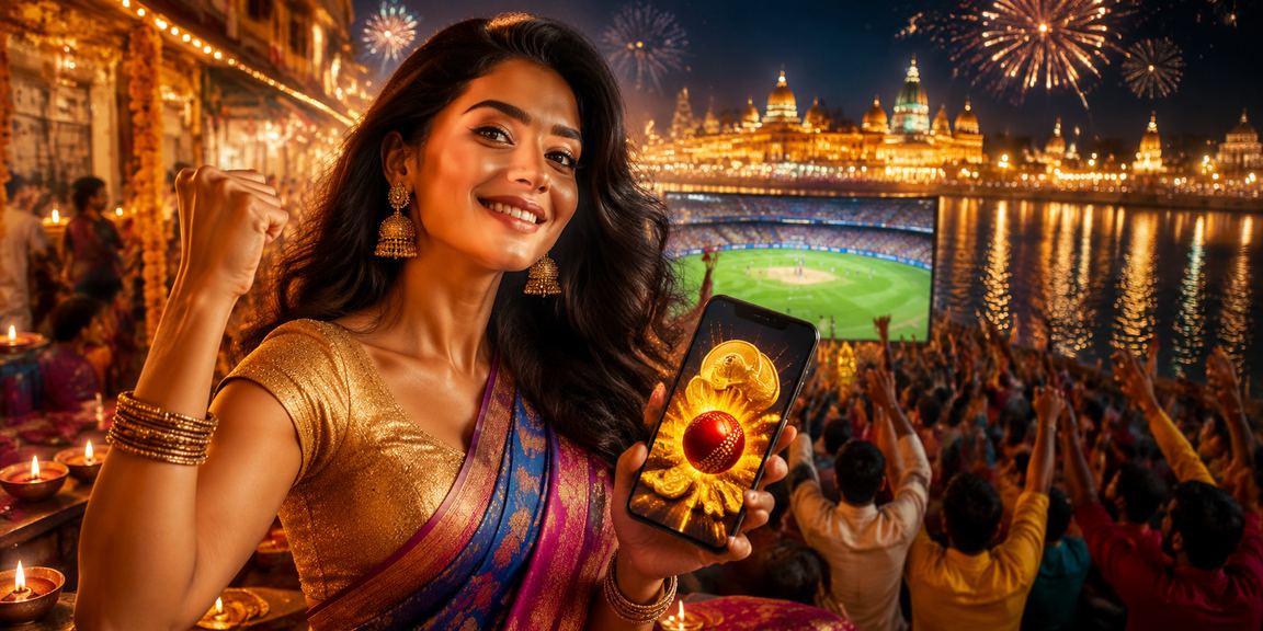 Diwali festival themed slot game with fireworks and lights