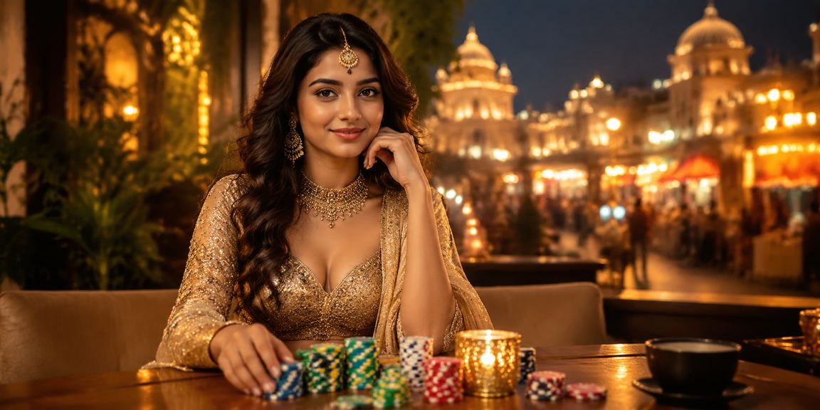Traditional Indian woman enjoying lottery and betting